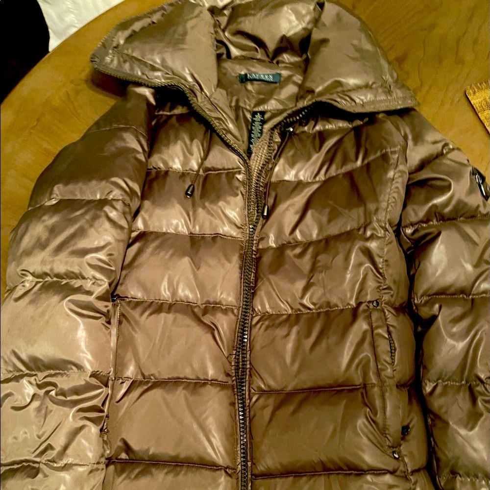 Beautiful used once Army green /brown puffer